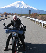 Kim Scholer's bobber-style Nimbus on the road in Japan